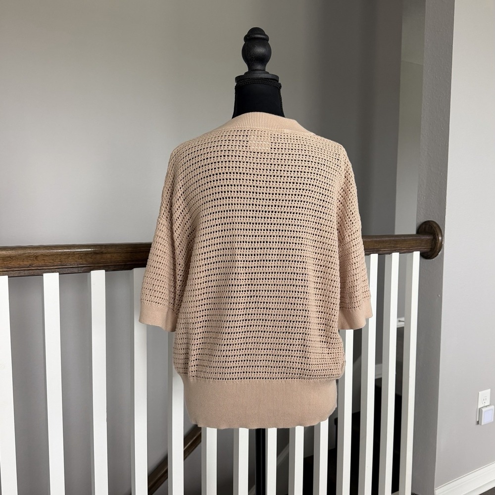 Varley Callie True Knit Top Cotton Size Medium Tan Minimalist Quiet Luxury Soft - Picture 3 of 9